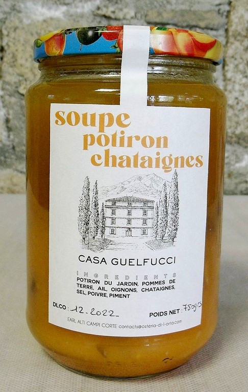 Produits corses cuisinés: Soupe potiron, châtaignes